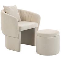 LOUNGESESSEL-SET 2er Set Chenille Beige - Beige, Holzwerkstoff/Textil (62/70/72cm) - HOMCOM