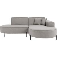 ECKSOFA Hana Loft 3-Sitzer Ecke Rechts, Boucle, Hellgrau 241/80/168 cm - Hellgrau/Schwarz, Textil/Metall (241/168cm) - WFL GROUP