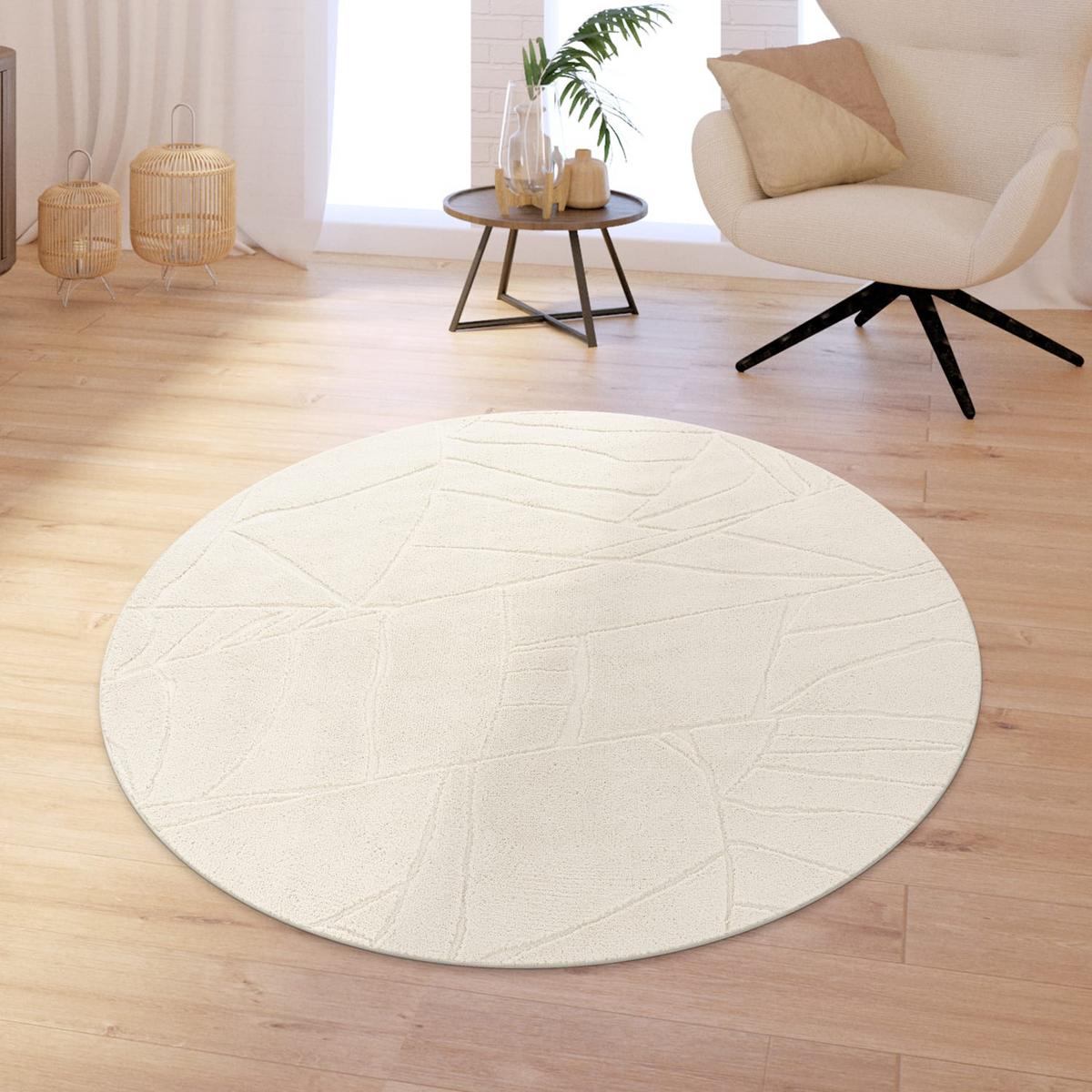 HOCHFLORTEPPICH Creme Ø 120 cm - Creme, Kunststoff (120/120cm) - TT Home