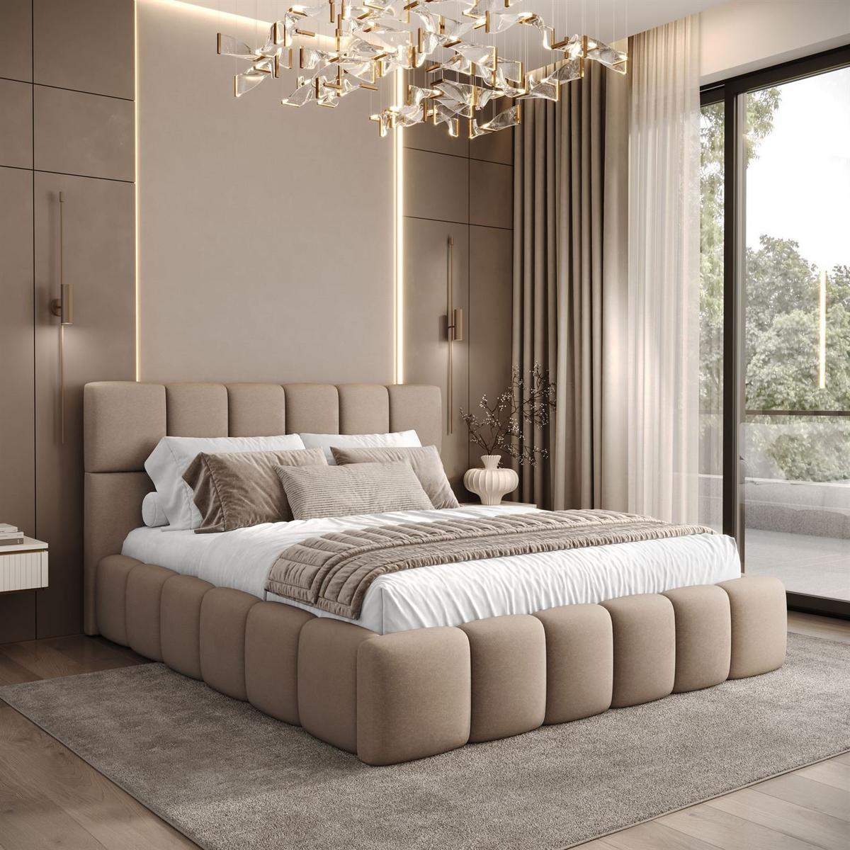 POLSTERBETT VENEZIA mit Bettkasten 140x200, Castel 15 - Cappuccino, Textil (140/200cm) - Lookway