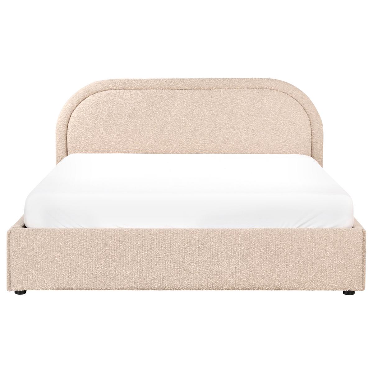 BETT mit Stauraum 160/200 cm Bouclé Beige Quillien - Beige, Textil (160/200cm) - Beliani