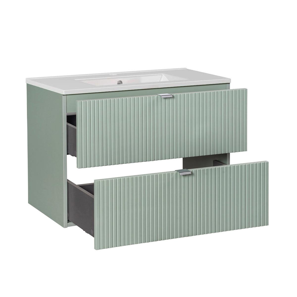 BADMÖBEL 80cm Jade 2er-Set Grün - Grün, Holzwerkstoff (80/57/40cm) - Petits-meubles