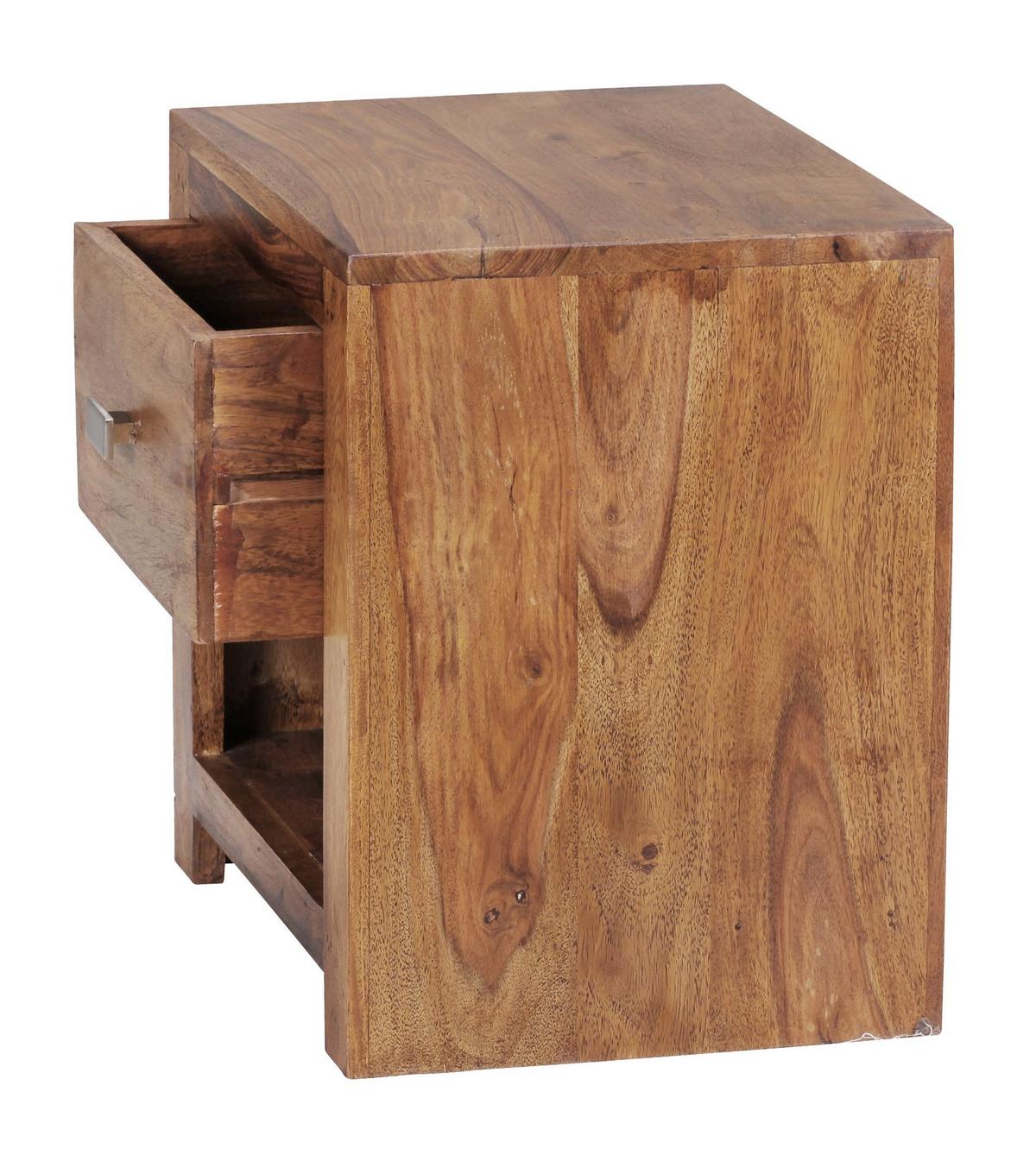 NACHTTISCH – Massivholz, 40x40x30 cm, Schublade & Ablage, Landhausstil - Braun, Holz (40/40/30cm) - KADIMA DESIGN