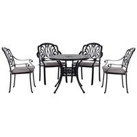 GARTENMÖBEL SET 4-Sitzer Aluminium schwarz Ancona - Beige/Schwarz, Metall - Beliani