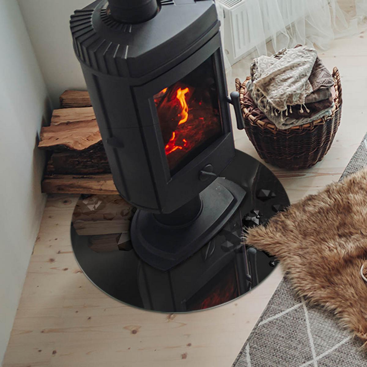 GLASPLATTE für Kamin Ø 60 cm - Schwarz, Glas (60/60/0.4cm) - TULUP