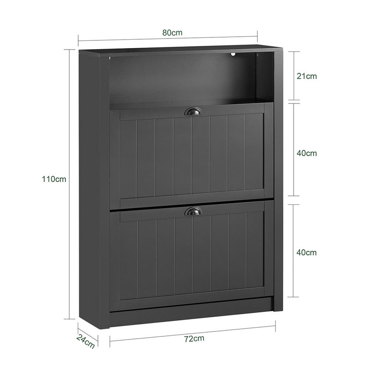 SCHUHSCHRANK Schwarz - Schwarz, Holzwerkstoff (80/110/24cm) - SoBuy
