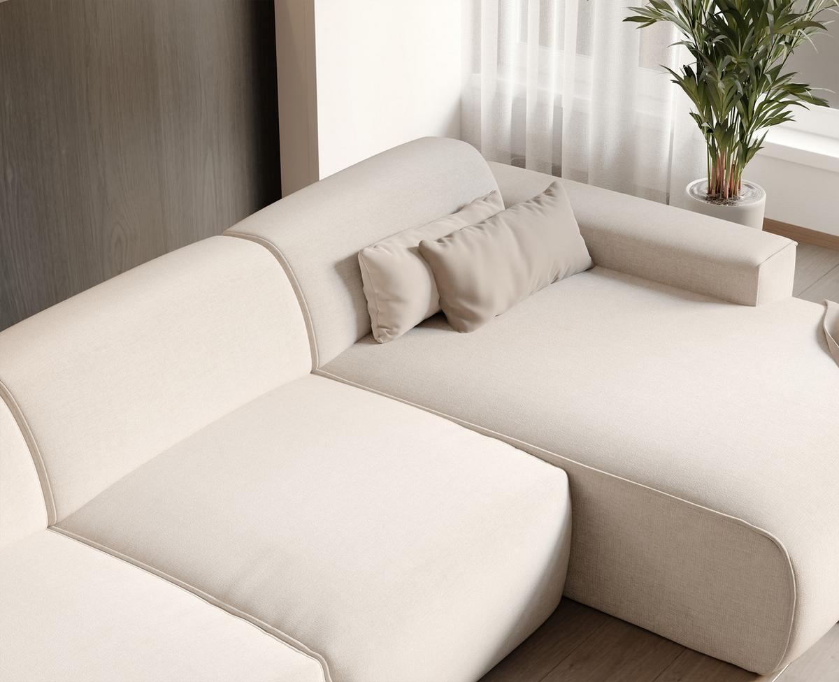 ECKSOFA DOVE Rechts Chenille-Stoff in Beige - Beige, Kunststoff/Textil (313/162cm) - Idohome