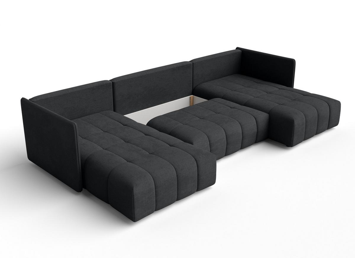 WOHNLANDSCHAFT Veliro U Dunkelgrau 353/180/83 cm mit Schlaffunktion und Bettkasten - Schwarz/Grau, Kunststoff/Textil (353/83/180cm) - AX Living