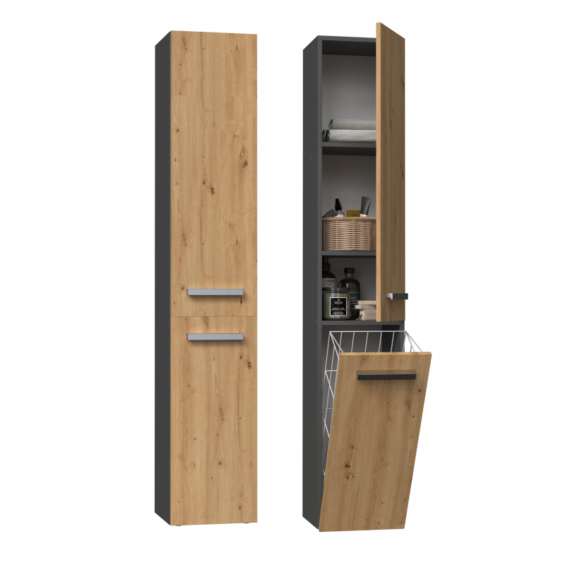 BADEZIMMERSCHRANK Anthrazit, Artisan 31/174/30 - Anthrazit, Holzwerkstoff (31/174/30cm) - RAUMHIRSCH FURNITURE