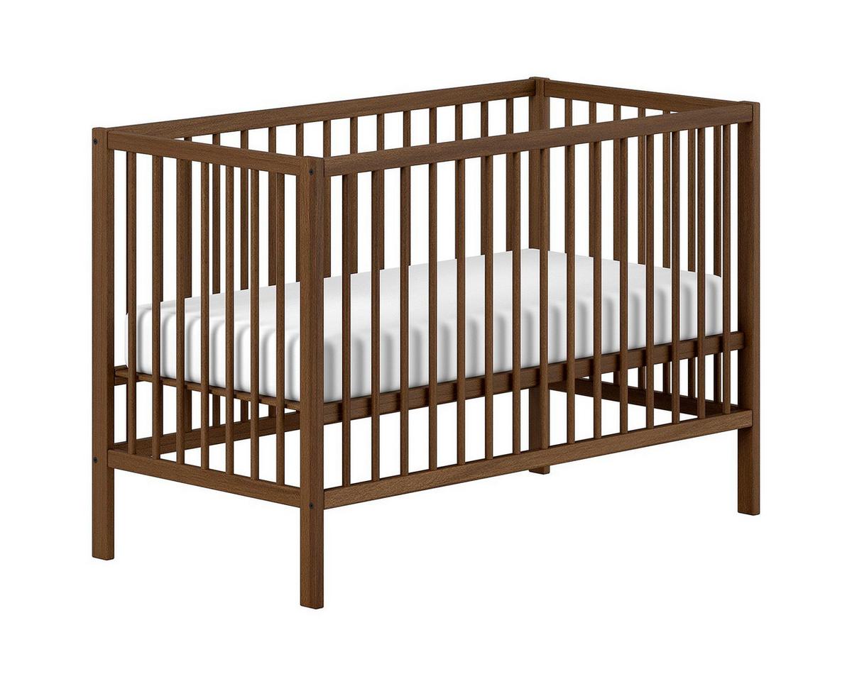BABYZIMMER SET Keira mit Babybett Wickelkommode Buche massiv nussbaum - Nussbaumfarben, Holz (84/65/124cm) - 58aufmkessel