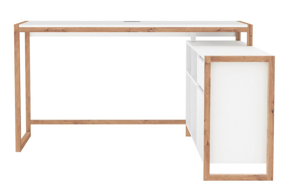 SCHREIBTISCH weiß, Eiche Artisan 139 x 139 cm, Eckschreibtisch für Büro und Homeoffice - Weiß/Eiche Artisan, Holzwerkstoff (139/139/75cm) - Furn.Design