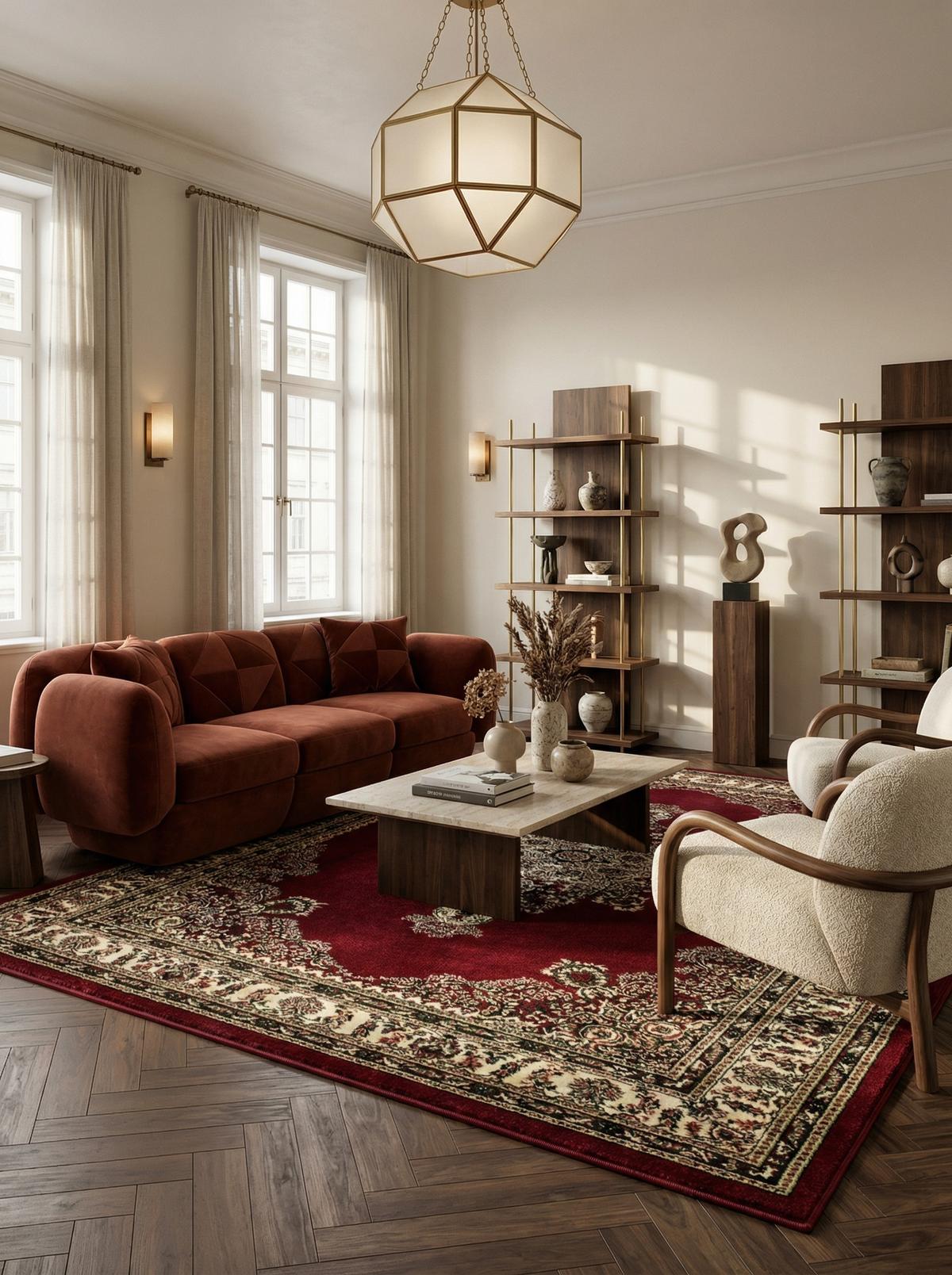 TEPPICH Kurzflor TANNHEIM in Rot, orientalisch, Florhöhe 12 mm, 80 x 150 cm - Rot, Textil (150/80cm) - KADIMA DESIGN