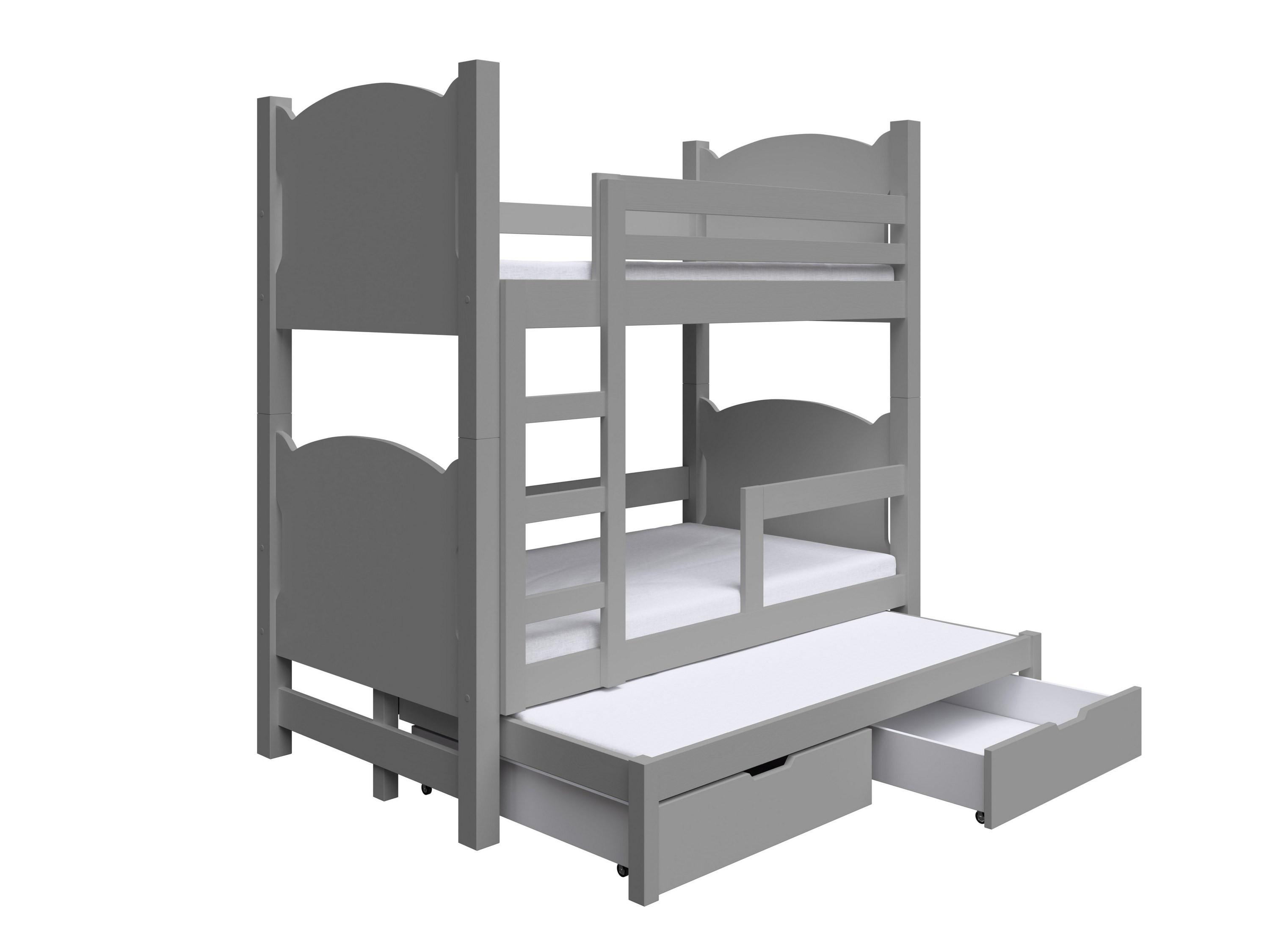 ETAGENBETT LEONE mit Bettkasten 80x180 cm Grau - Grau, Holz (80/180cm) - MASSENO