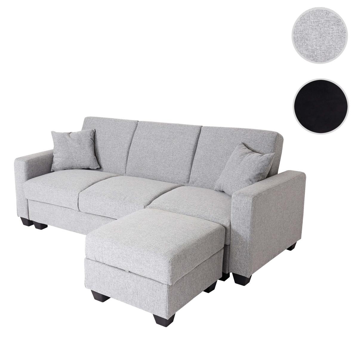 SOFA MIT OTTOMANE Hellgrau - Hellgrau, Textil (217/145cm) - MCW