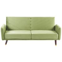 3-SITZER-SCHLAFSOFA Samtstoff Olivgrün Senja - Olivgrün, Textil (200/87/95cm) - Beliani