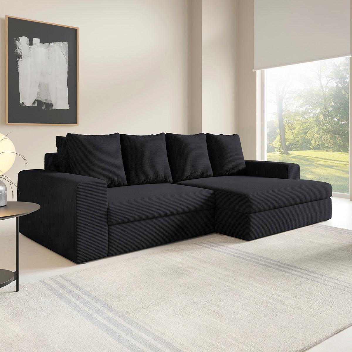ECKSOFA Paola 3 Sitzplätze Schwarz - Schwarz, Holz (272/167cm) - Petits-meubles
