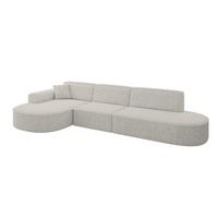 ECKSOFA Ottomane Links MARI-L2 - 328x171x79 cm Hellgrau Tissu - Hellgrau/Schwarz, Holzwerkstoff/Kunststoff (328/171cm) - ALTDECOR