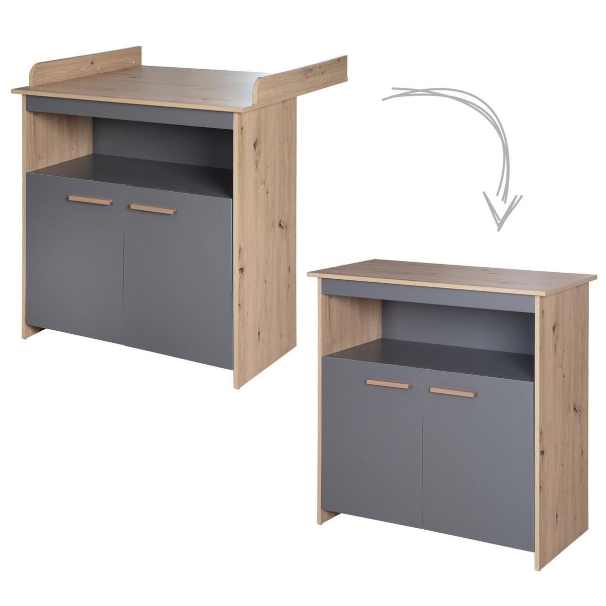 BABYMÖBEL SET Anna 2-teilig - Anthrazit/Sonoma Eiche, Holz/Holzwerkstoff (120/98/60cm) - Roba