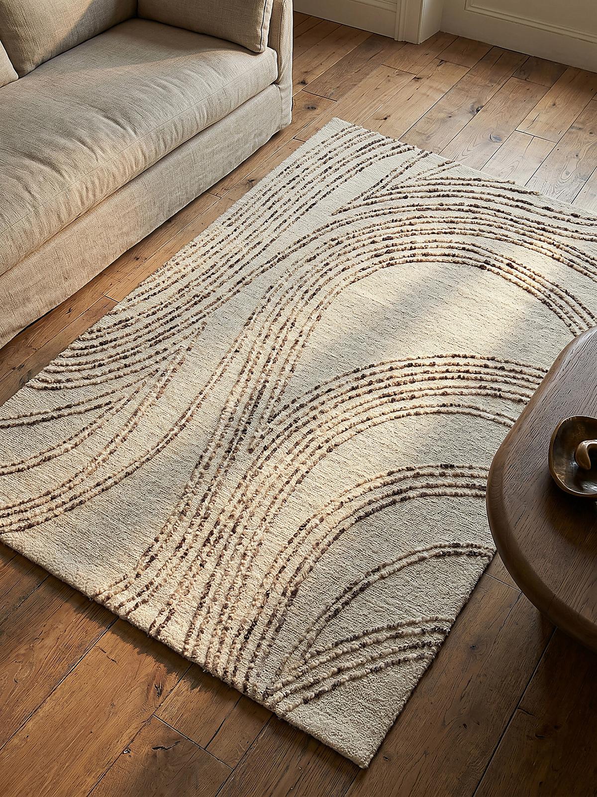 WOLLTEPPICH HUMBER, abstrakt, Natur-Braun, 80 x 150 cm - Beige, Textil (150/80cm) - KADIMA DESIGN