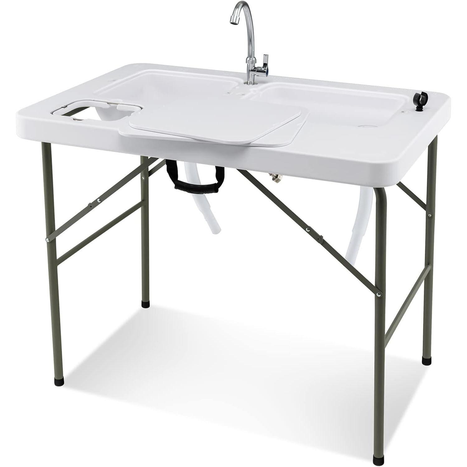 FISCHREINIGUNGSTISCH Weiß - Weiß, Kunststoff (65.5/101.5/107.5cm) - COSTWAY