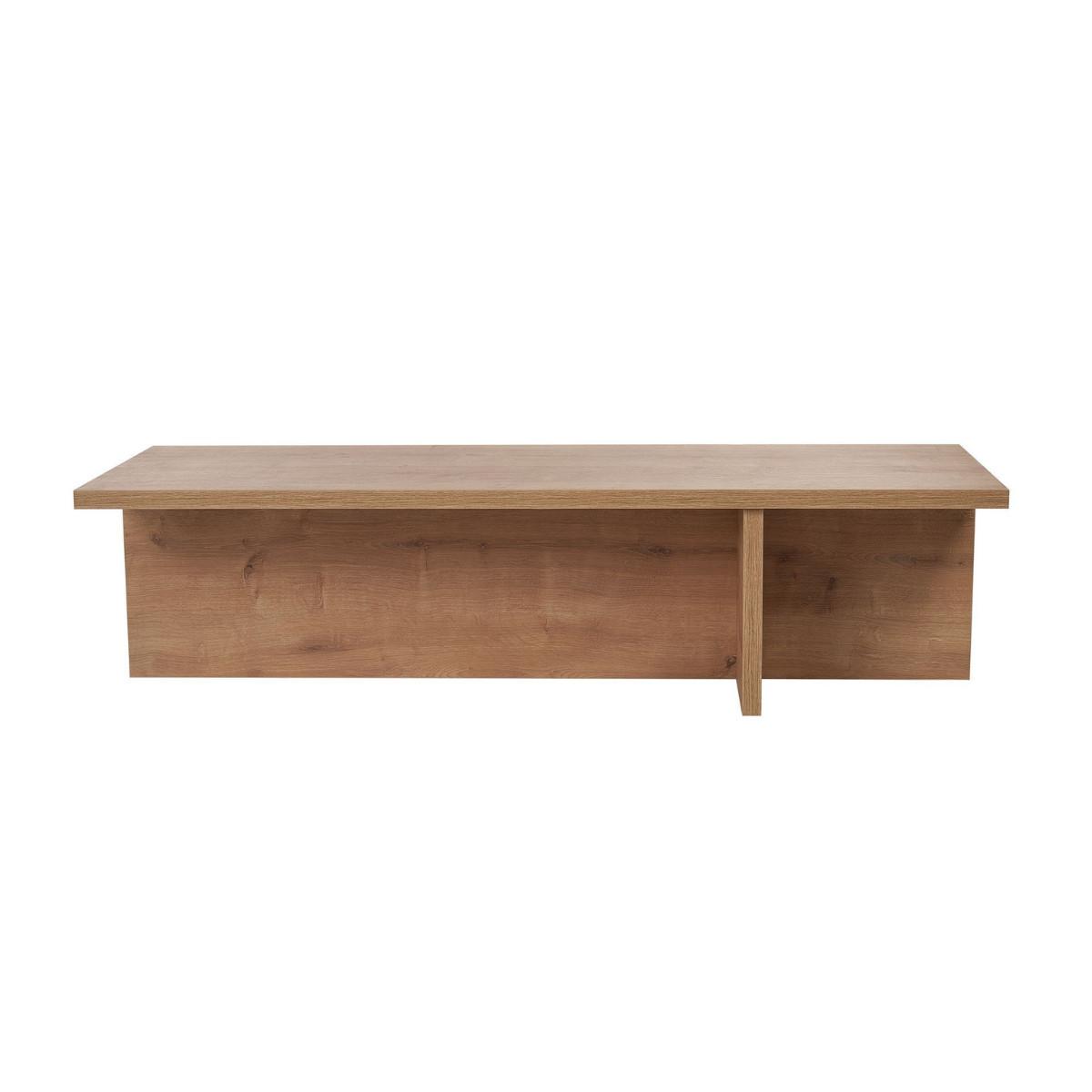 COUCHTISCH mit rechteckiger Platte und asymmetrischem Fuß L120 cm - HARBOR - Eichefarben, Holzwerkstoff (50/45/30cm) - Calicosy