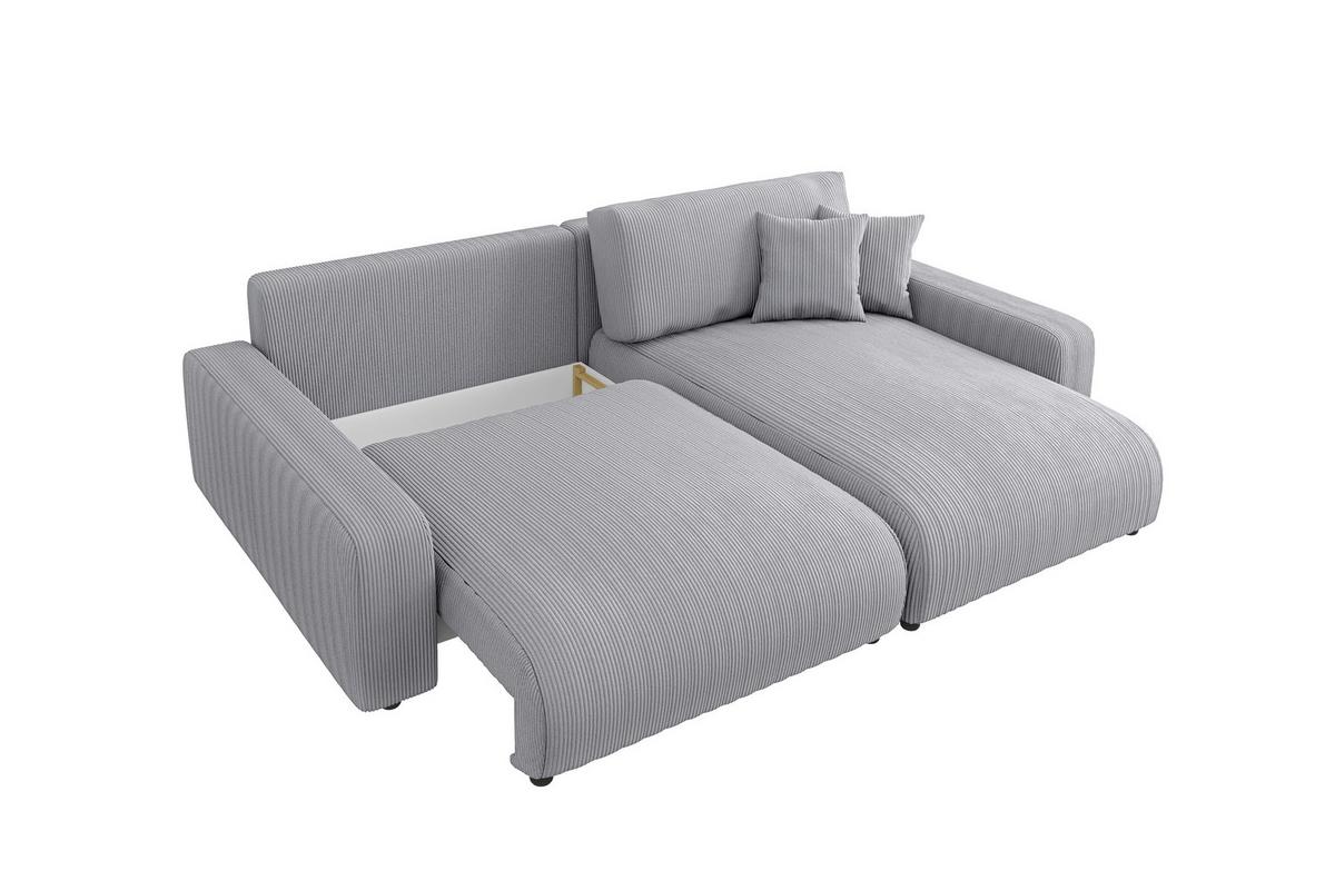 ECKSOFA Emma Hellgrau Cord - Ottomane rechts - Hellgrau, Textil (234/170cm) - S-Style Möbel