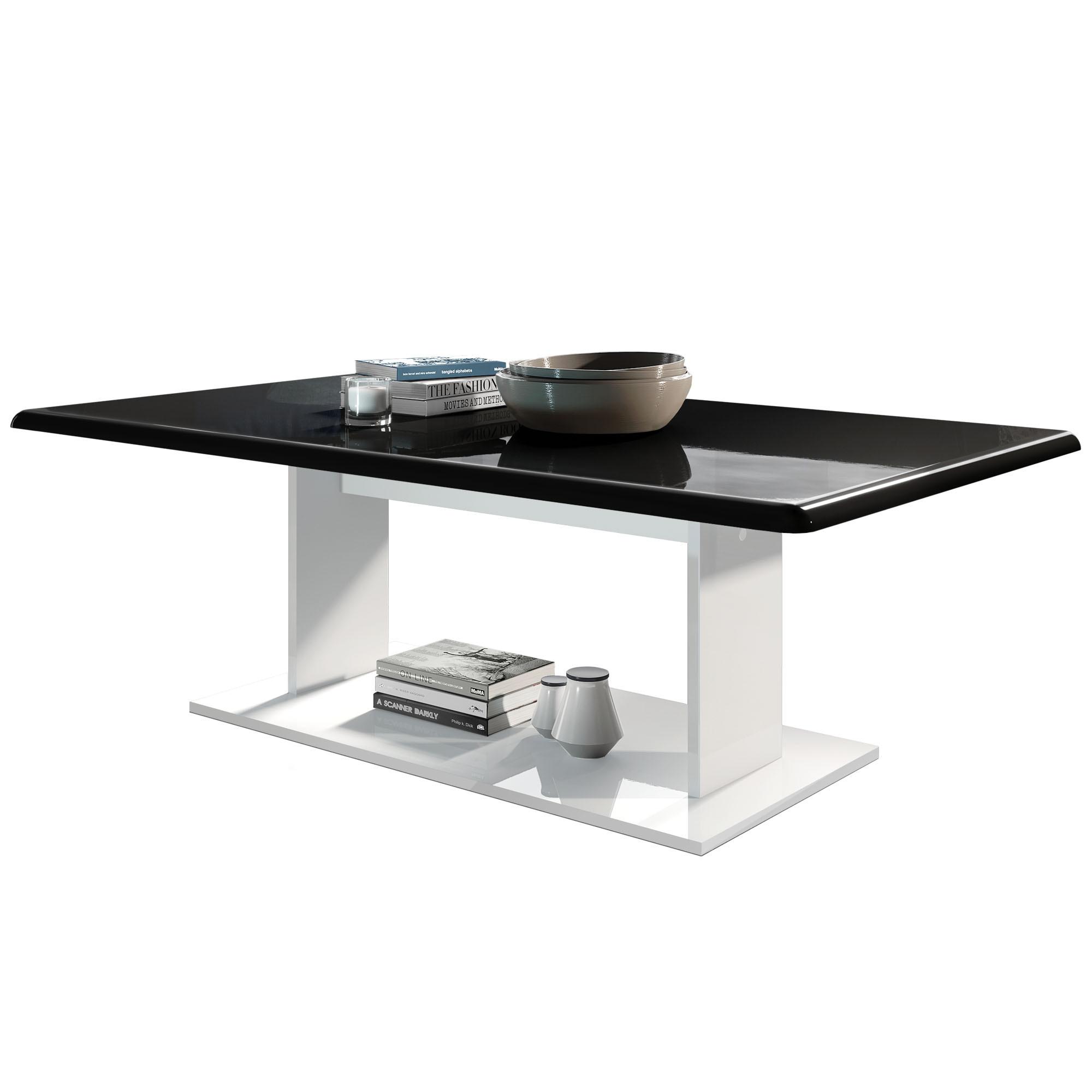 COUCHTISCH Mono Tischplatte in Schwarz Hochglanz - Schwarz Hochglanz, Holzwerkstoff (70/120/40cm) - Vladon