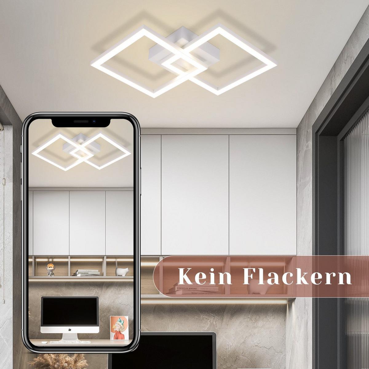 LED-DECKENLEUCHTE Maione 6/29.5/47cm - Weiß, Metall (29.5/6/47cm) - Nettlife