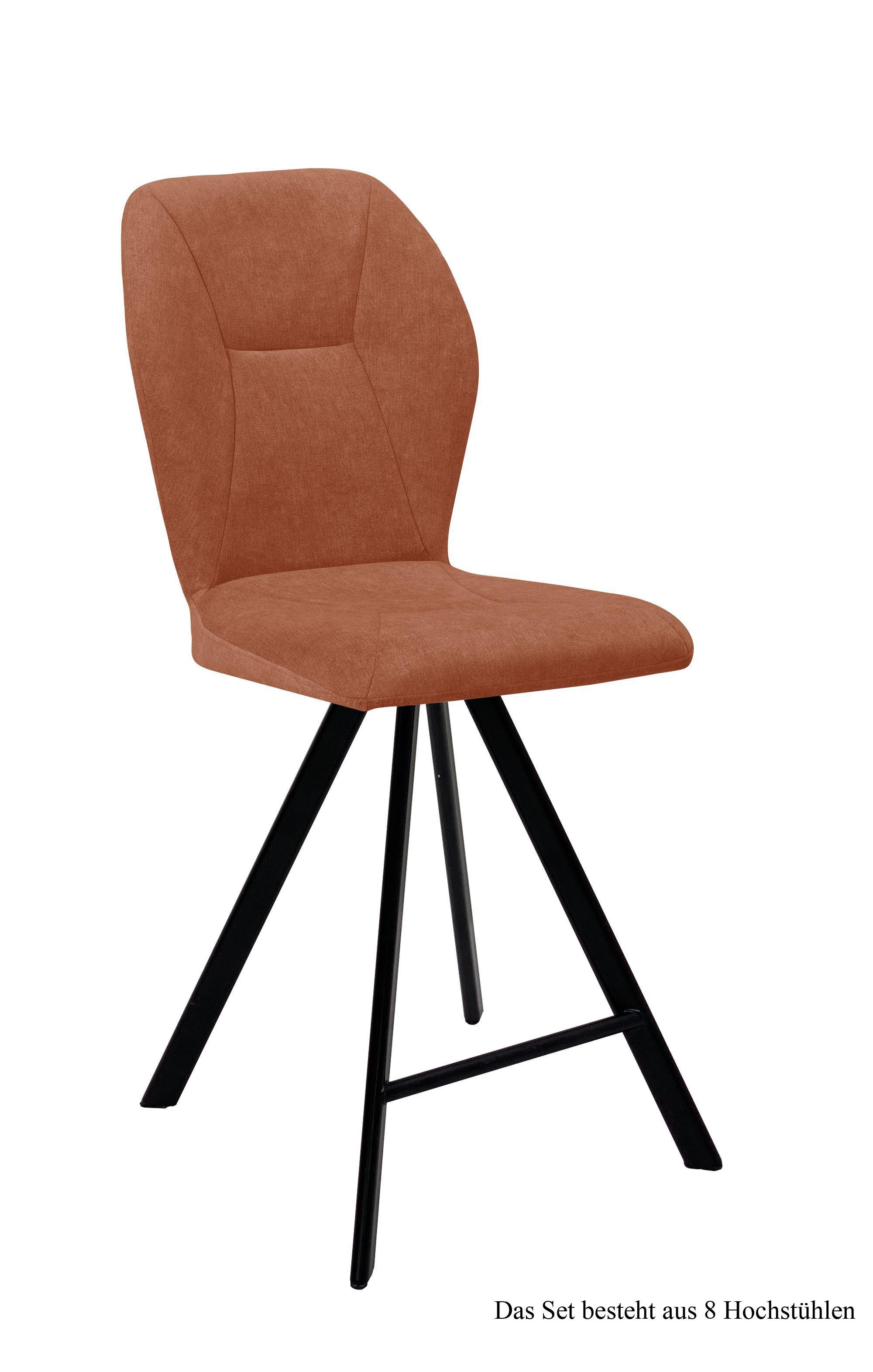 THEKENSTUHL drehbar (8er-Set) Diantha 51x109x60 Schwarz/Cognac - Cognac/Schwarz, Kunststoff (60/109/51cm) - 58aufmkessel