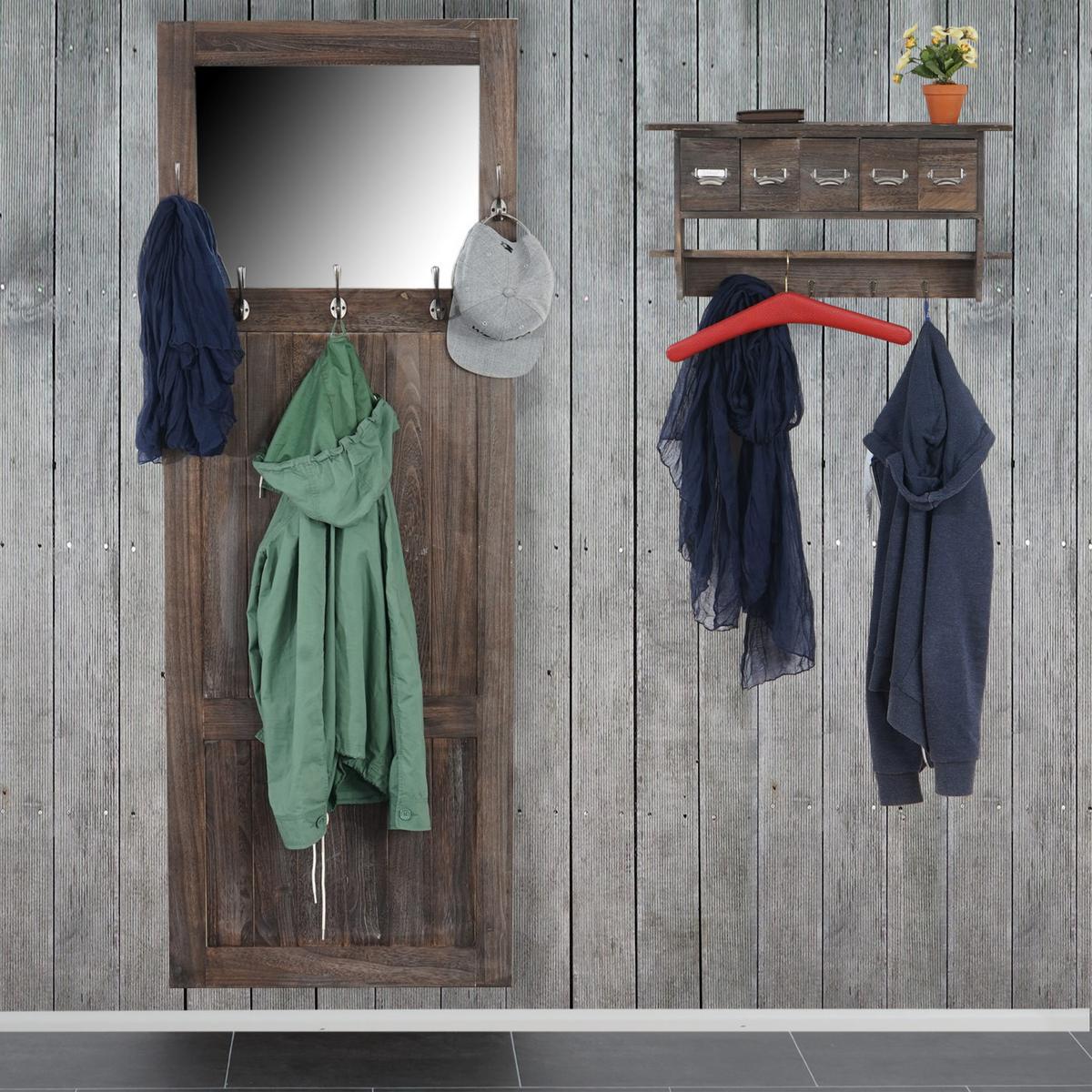 WANDGARDEROBE MIT SPIEGEL SHABBY-LOOK Weiß - Weiß, Holz (65/180/7cm) - MCW
