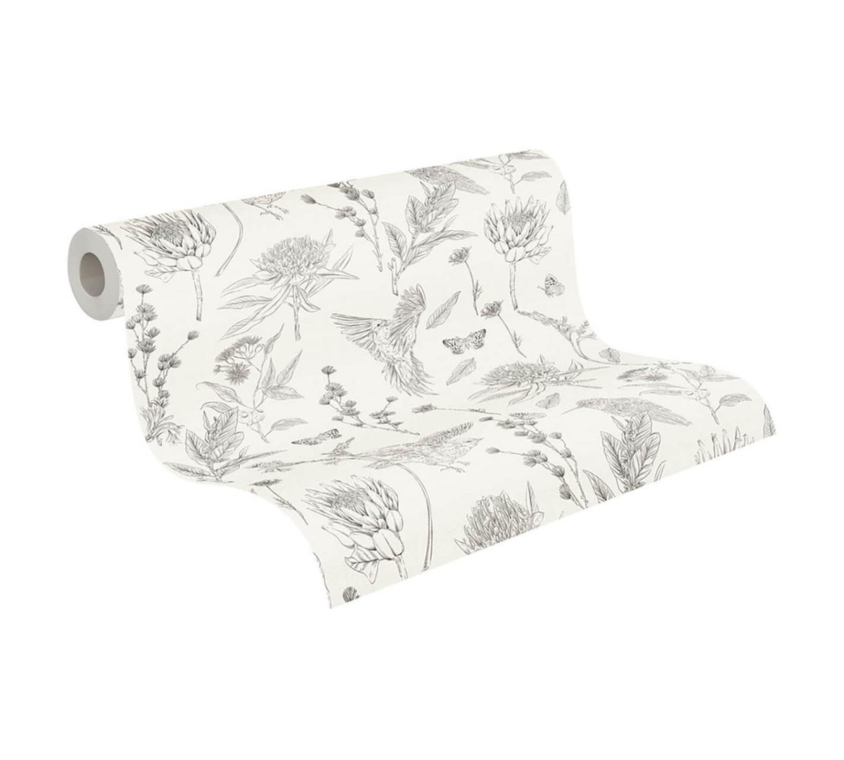 VLIESTAPETE Weiß 53/1005 cm - Grau, Textil (53/1cm) - KUNSTLOFT
