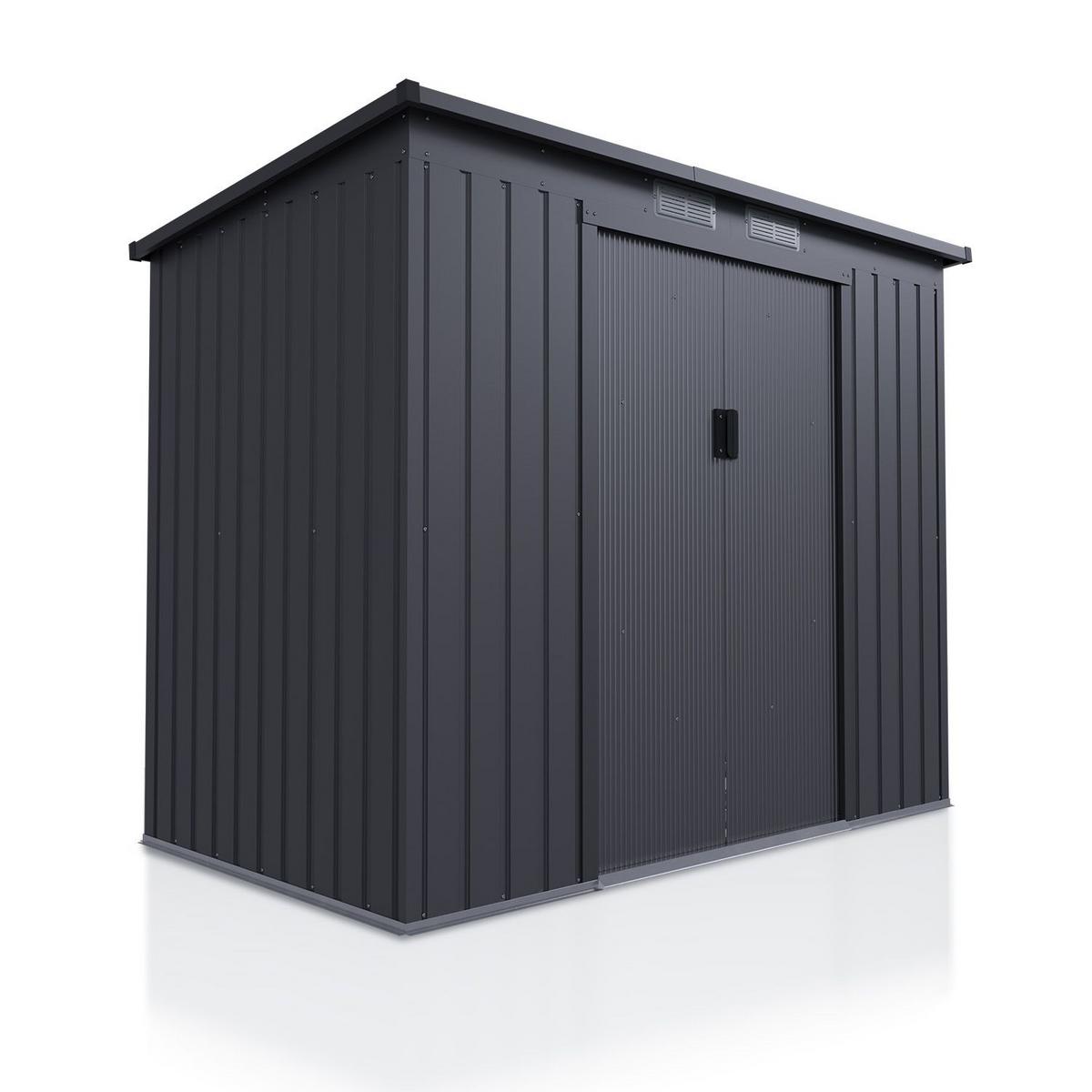 GERÄTESCHUPPEN M dunkelgrau - Dunkelgrau, Metall (218/174/132cm) - Juskys