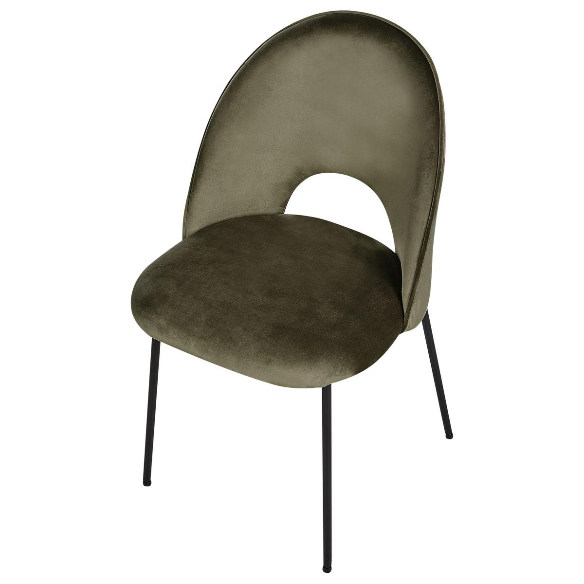 ESSZIMMERSTUHL 2er-Set Samtstoff grün Covelo - Schwarz/Grün, Textil (46/84/45cm) - Beliani