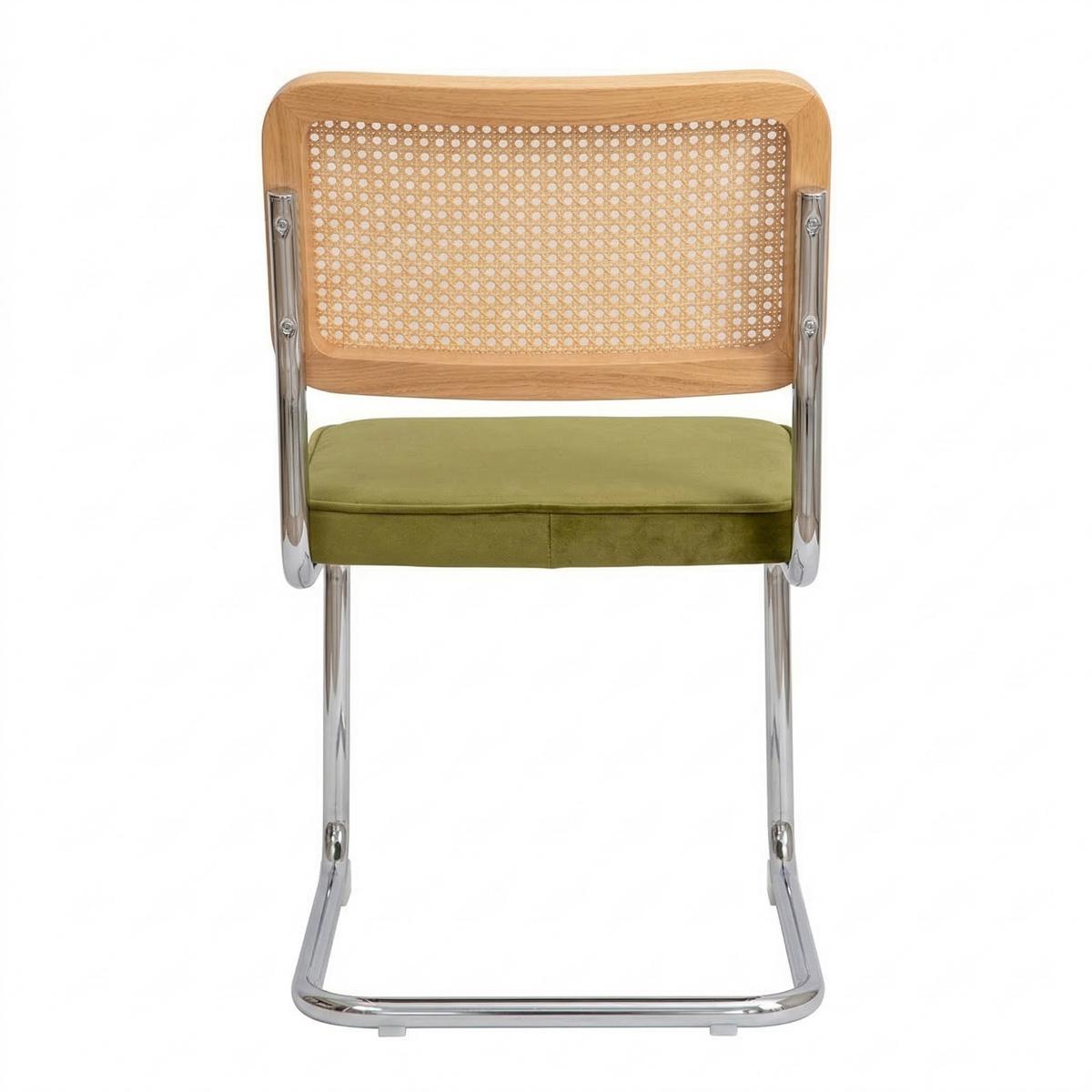 ESSZIMMERSTUHL 2er set stoff rattan verchromtes gestell freischwinger - Grün, Textil (53/84.6/46.4cm) - Urban Meuble