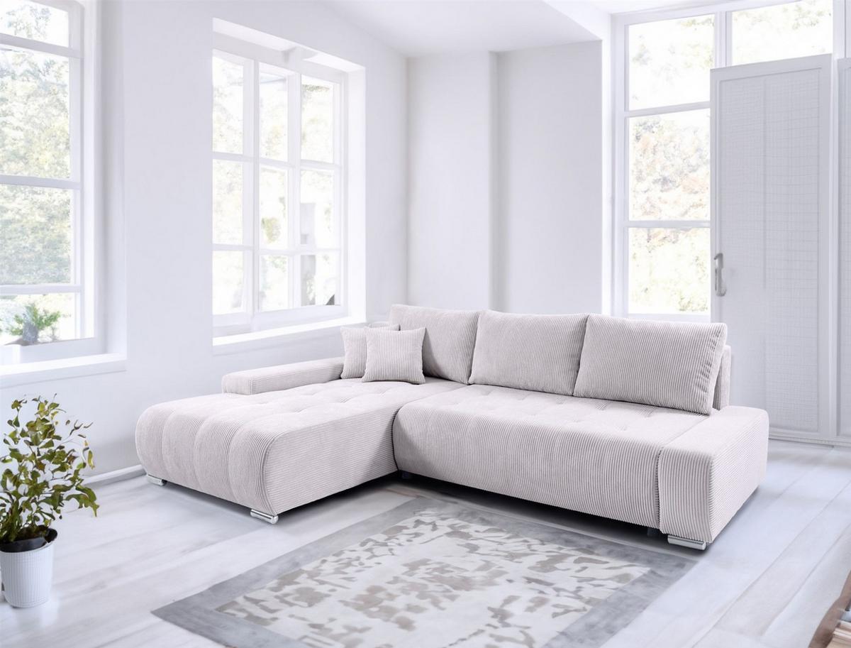 ECKSOFA Vogar In Poso - Weiß, Holzwerkstoff/Textil (265/185cm) - Fun Möbel