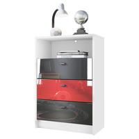 KOMMODE Pino Fronten Schwarz, Rot & Schwarz - Schwarz, Holzwerkstoff (56/86/36cm) - Vladon