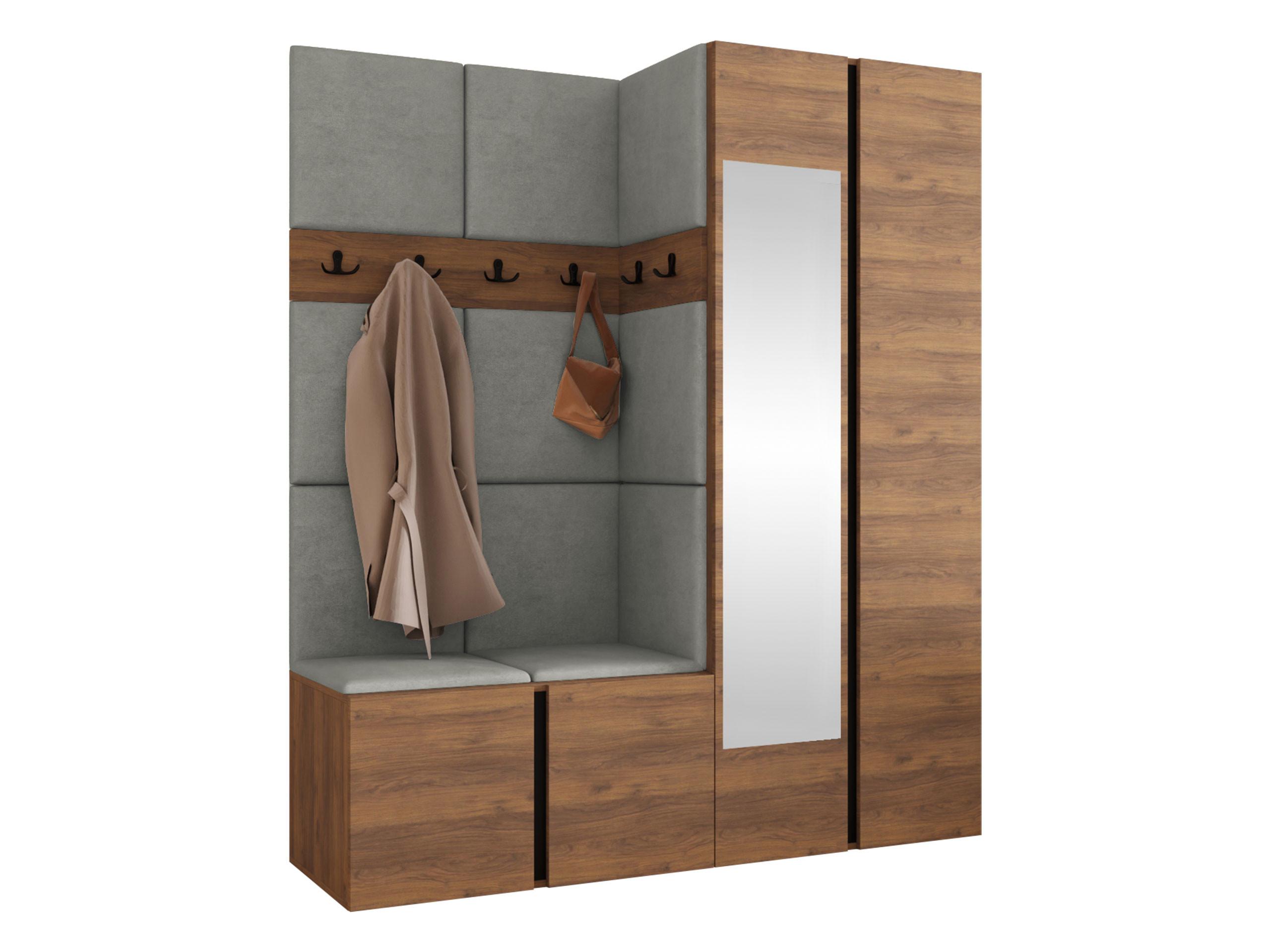 GARDEROBEN-SET Orion XII - Nussbaumfarben/Grau, Holzwerkstoff/Kunststoff (158/186/46cm) - MIRJAN24