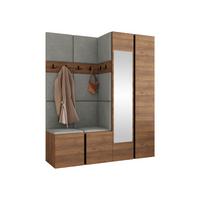 GARDEROBEN-SET Orion XII - Nussbaumfarben/Grau, Holzwerkstoff/Kunststoff (158/186/46cm) - MIRJAN24
