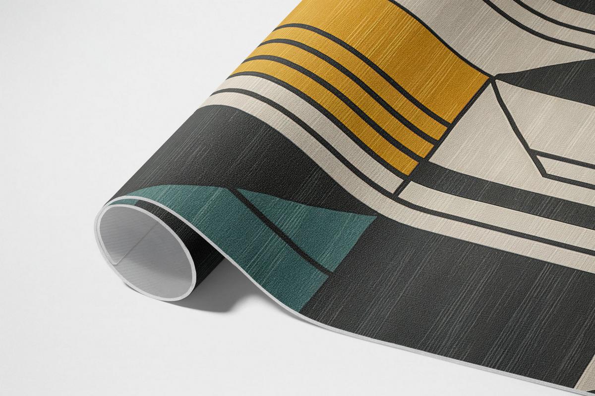 TEPPICH 60x90 cm Geometrisch Abstraktes Lineares Vintage Muster - Multicolor, Kunststoff (60/90cm) - Wallfluent