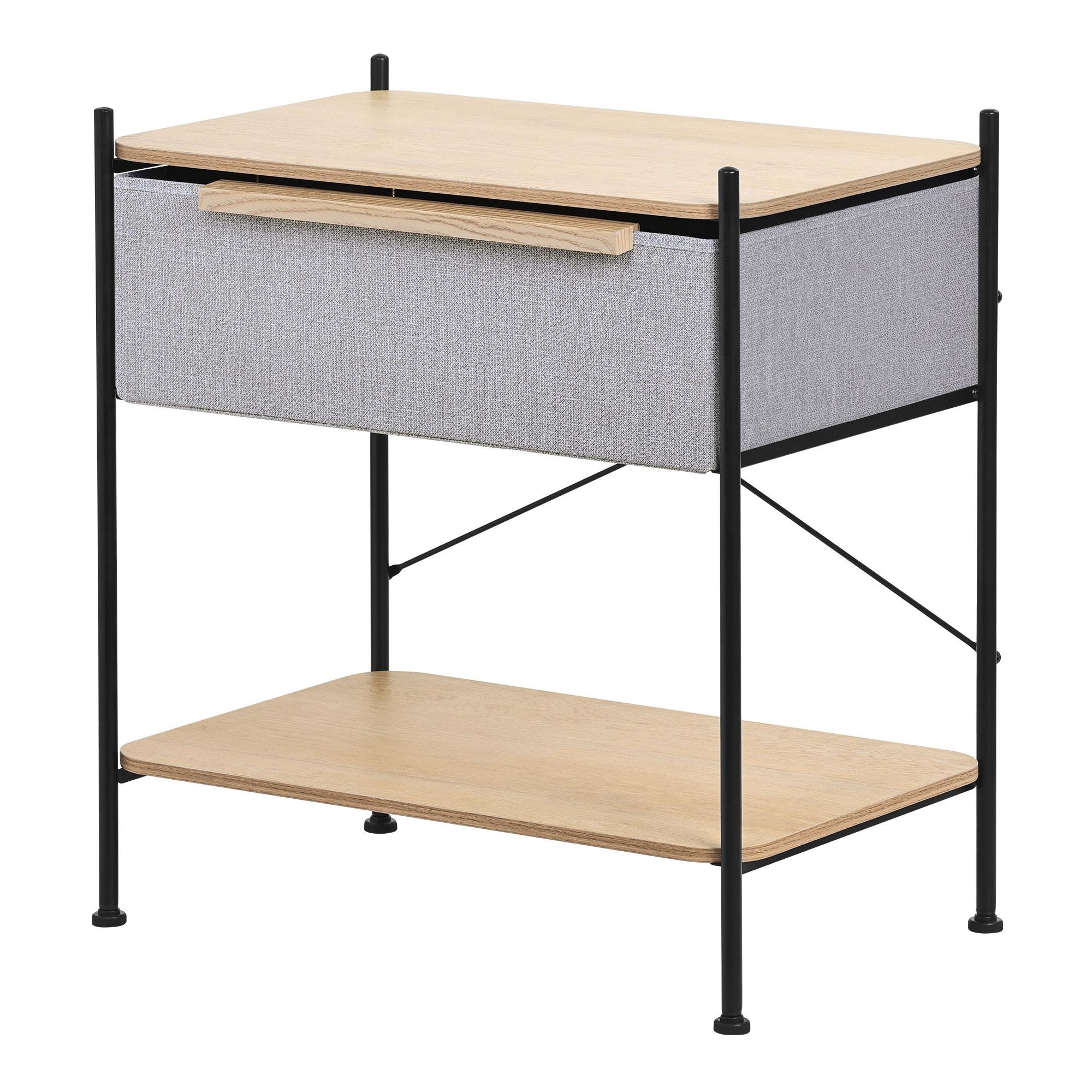 REGAL mit Schublade aus Stoff 62x67,5x42,5 cm Grau - Dunkelgrau/Naturfarben, Holzwerkstoff (62/67.5/42.5cm) - ML-DESIGN