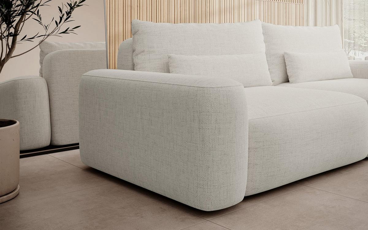 SCHLAFSOFA Carnos Creme Chenille - Creme/Schwarz, Kunststoff/Textil (257/82/105cm) - Selsey