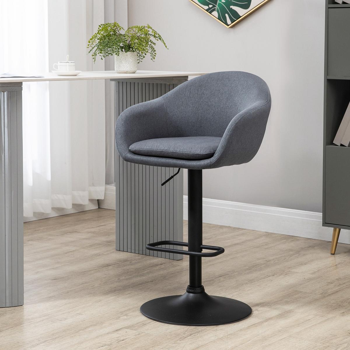 BARHOCKER, Leinenimitat, Dunkelgrau - Dunkelgrau, Textil (54/112/54cm) - HOMCOM