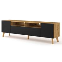 TV LOWBOARD Artisan Eiche, Schwarz 195/56/42 - Schwarz, Holzwerkstoff (195/56/42cm) - RAUMHIRSCH FURNITURE