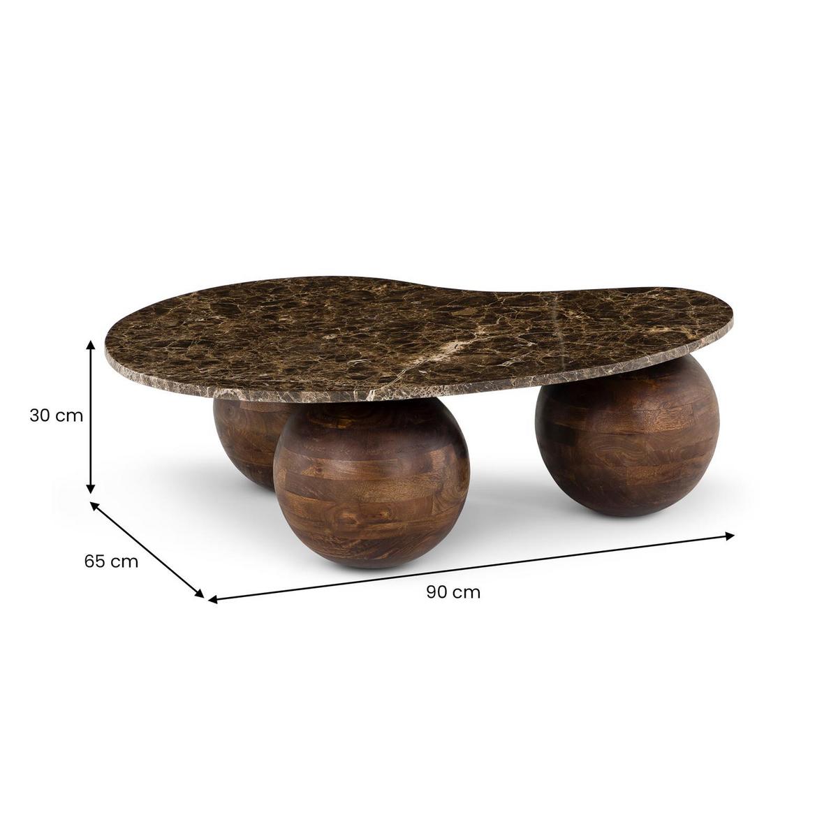 COUCHTISCH LUNI dunkelbraun - Dunkelbraun, Holz/Stein (65/90/30cm) - IDIMEX
