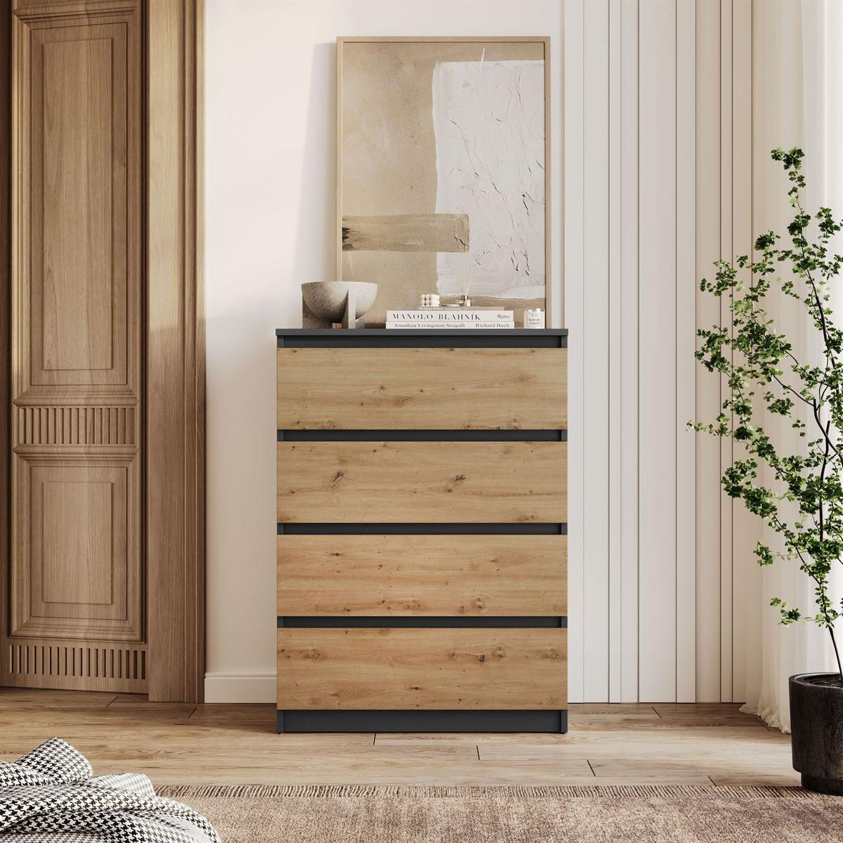 HIGHBOARD HANA M4 70 Artisan Eiche / Anthrazit - Eiche Artisan, Holzwerkstoff (70/97/40cm) - Lookway
