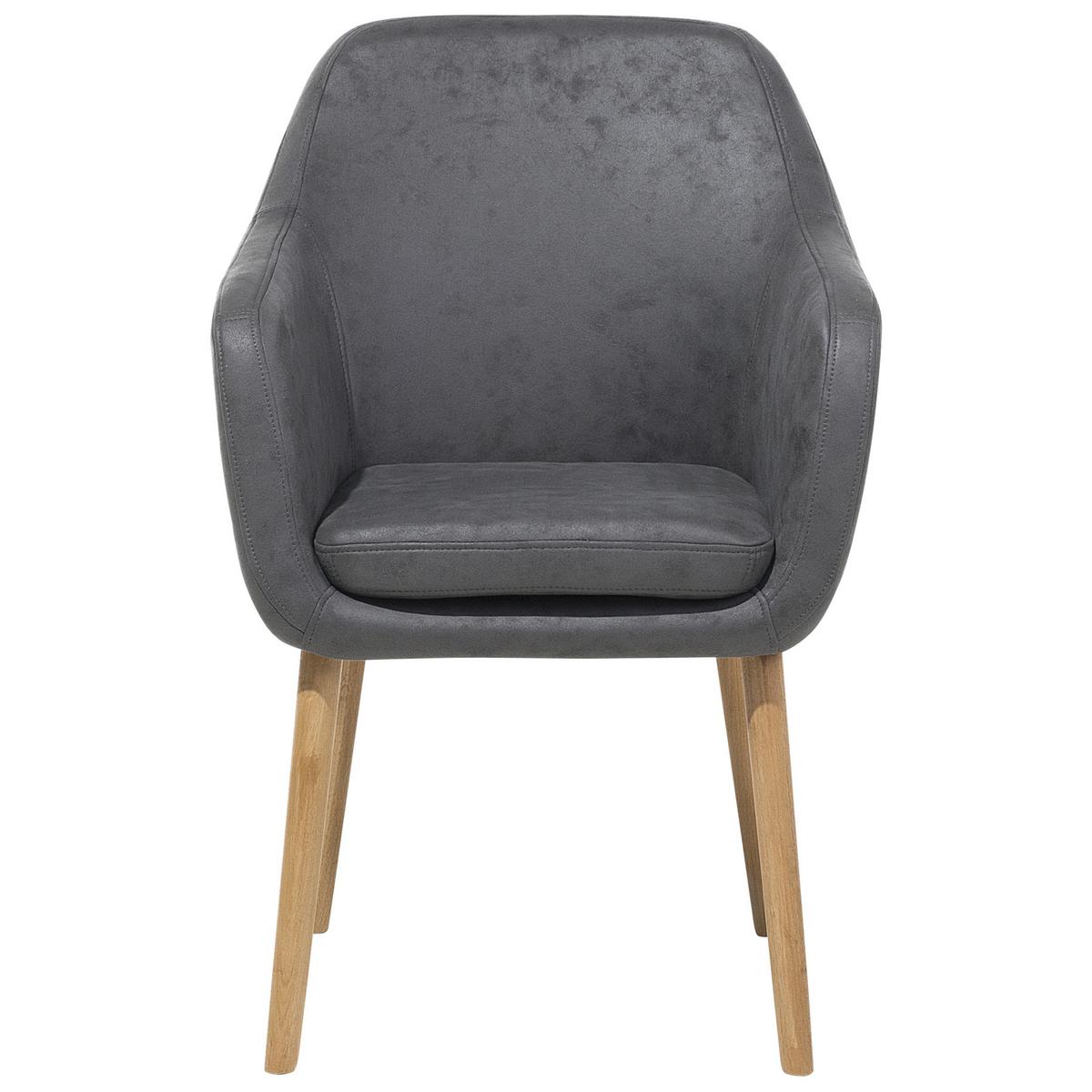 ESSZIMMERSTUHL Kunstleder Grau Yorkville - Grau, Holz/Textil (56/82/46cm) - Beliani