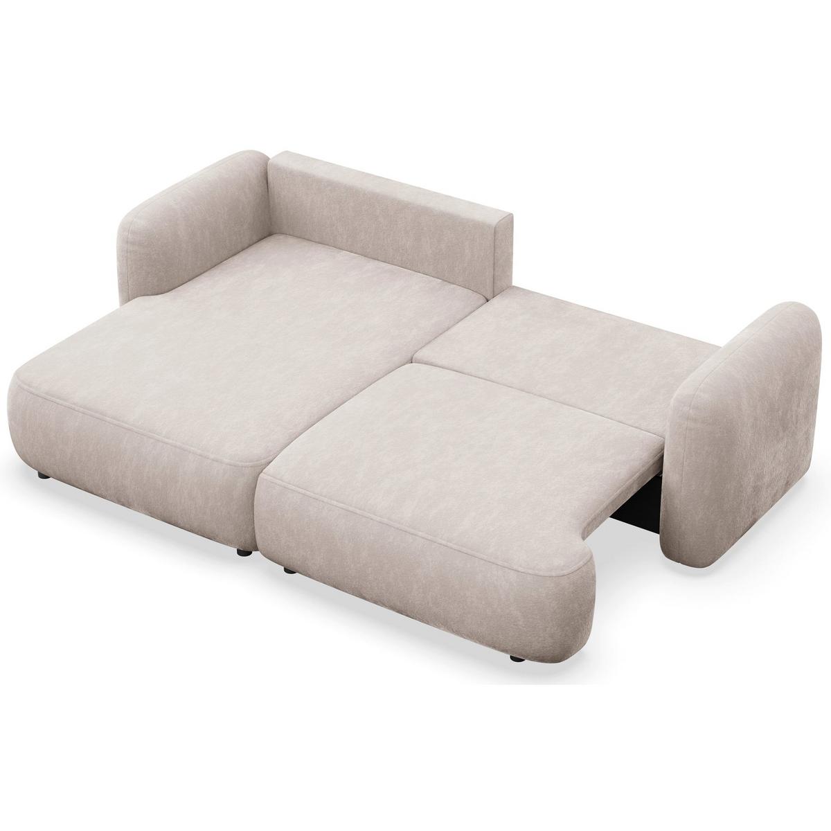 ECKSOFA Tvoya hellbeige Chenille - Ecru/Schwarz, Kunststoff/Textil (267/175cm) - Selsey