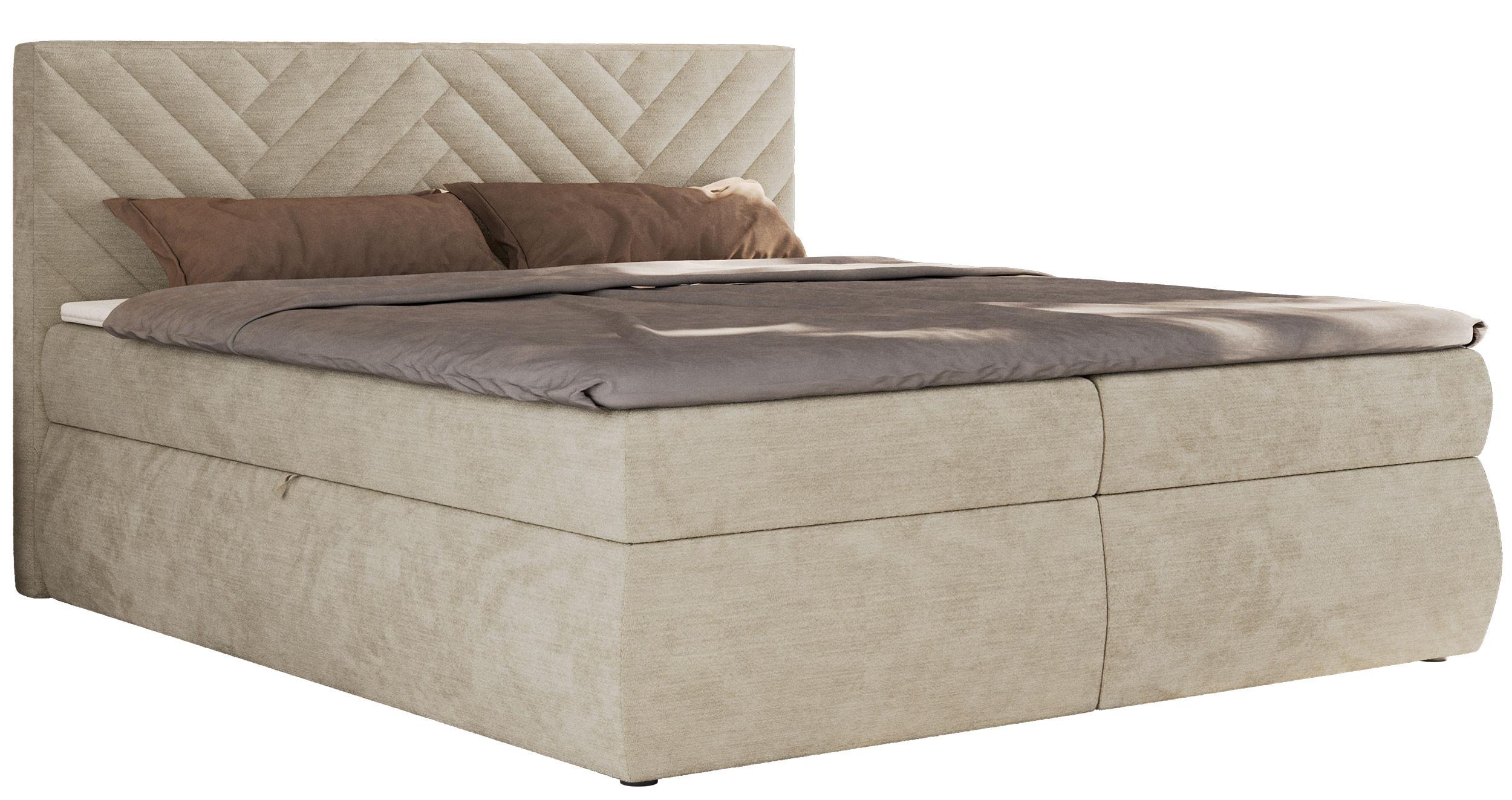 BOXBETT AVERTA 140/200 - Beige Schenille glatt - H4 - Beige, Textil (140/200cm) - MKS