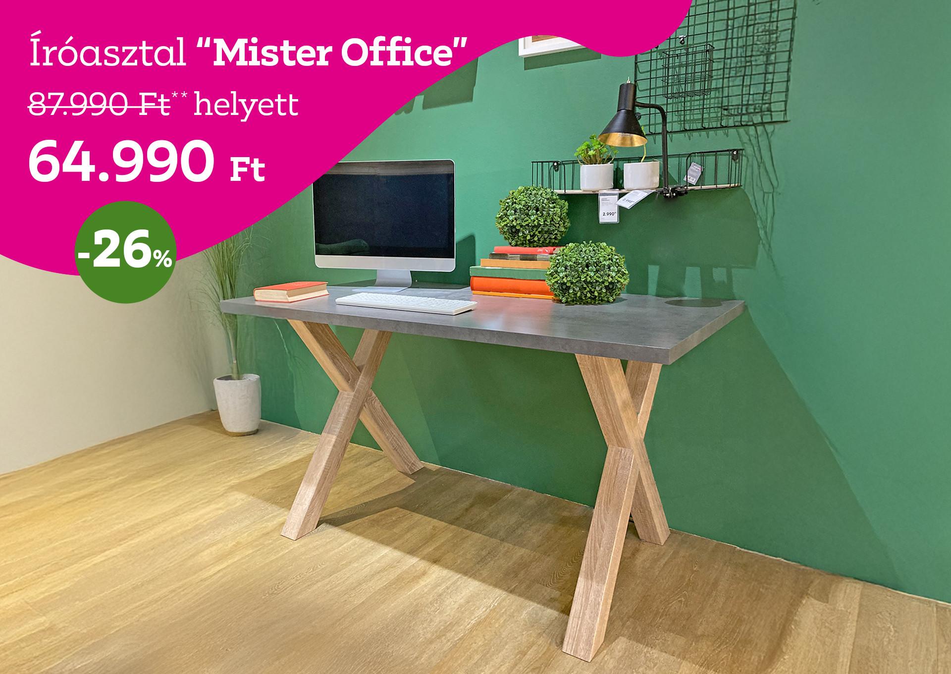 íróasztal MISTER OFFICE 87990 Forint helyett 64990 Forint, kedvezmény mértéke 26%