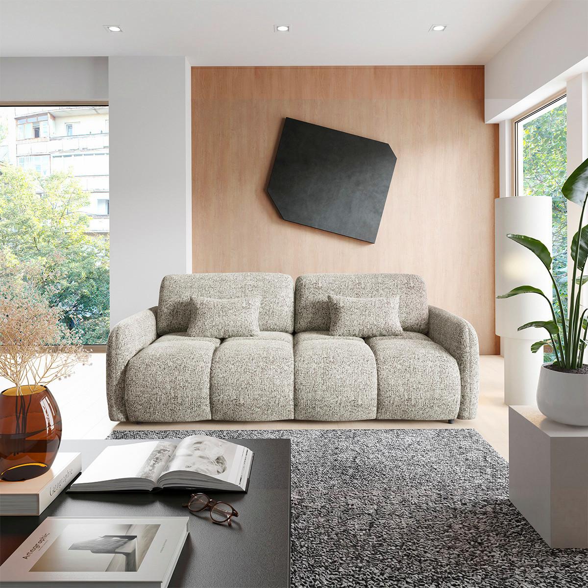 SOFA 3 Sitzplätze Grau meliert - Grau, Holz (236/95/121cm) - Petits-meubles